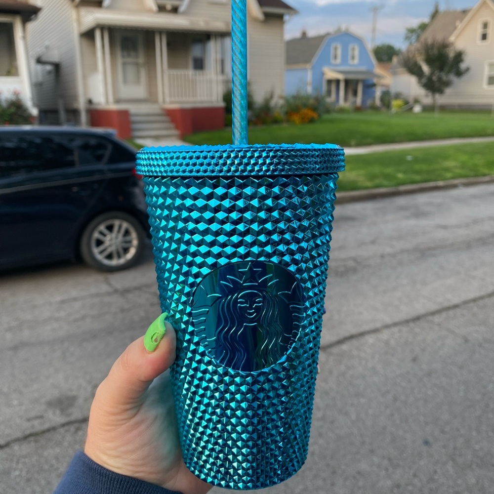 16oz blue studded Starbucks cold cup